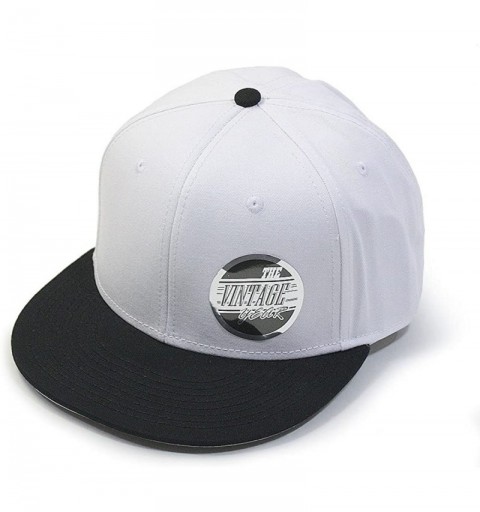 Baseball Caps Premium Plain Cotton Twill Adjustable Flat Bill Snapback Hats Baseball Caps - Black/White - C412BIXI4N9 $10.49
