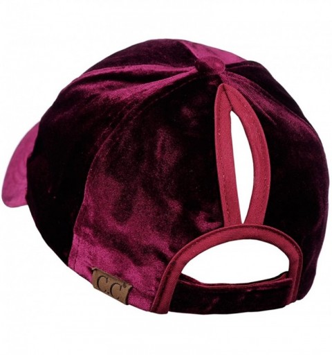 Baseball Caps Ponycap Messy High Bun Ponytail Soft Velvet Adjustable Baseball Cap Hat - Burgundy - CG187QMOML3 $16.87