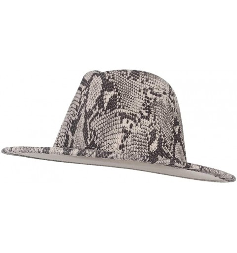 Fedoras Womens Wool Felt Snakeskin Fedora Hats Wide Brim Trilby Panama Hat with Band - Khaki - CX1942L2LLR $12.48