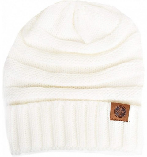 Skullies & Beanies Beanies Knit Hats for Women - Classic Knitted Winter Beanie Birthday Gift for Women - Cream - C218N8EOQZW ...