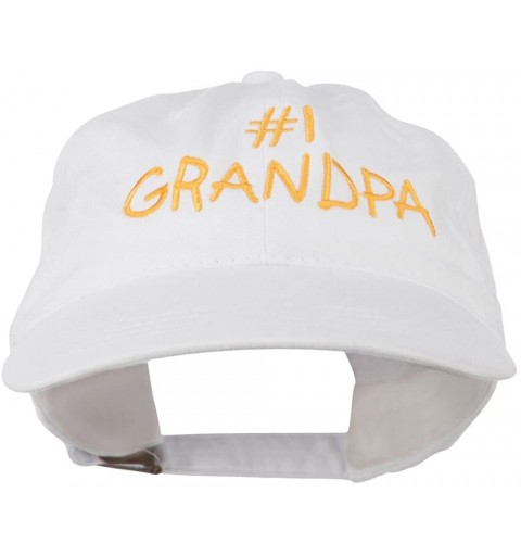 Baseball Caps Number 1 Grandpa Letters Embroidered Washed Cotton Cap - White - CO11NY32HI5 $28.50