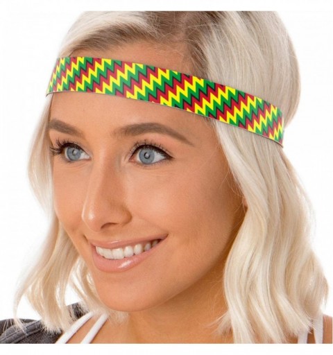 Headbands Women's Adjustable NO SLIP Zigzag Wide Headband - Rasta - CC122QQVAOL $10.61