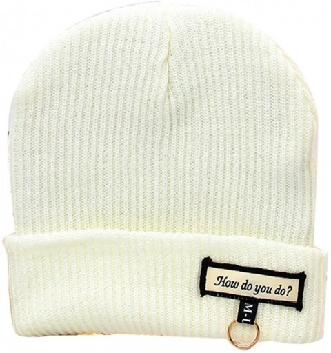 Skullies & Beanies Men's Winter ski Cap Knitting Skull hat - Greetings White - CW187SX53A7 $10.25