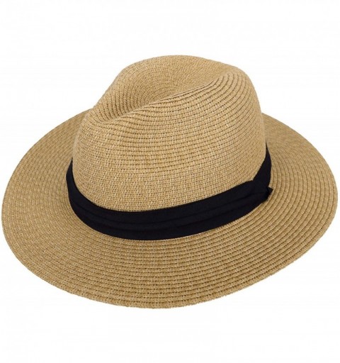 Sun Hats Women Mens UPF 50+ Wide Brim Starw Sun Hat Roll Up Panama Fedora Beach Hat - Panama_light Brown - CR18E3D2E4H $14.25
