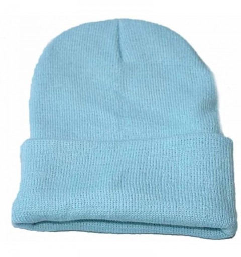 Skullies & Beanies Unisex Slouchy Knitting Beanie Hip Hop Cap & Warm Winter Ski Hat - Light Blue - CW187R8TREN $11.57