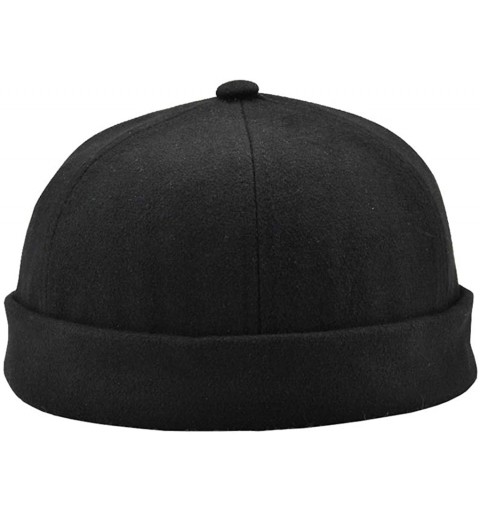 Skullies & Beanies Unisex Cotton Brimless Beanie Hat Adjustable Trendy Skull Cap Sailor Cap - Black - CG18KD6XDG6 $13.55
