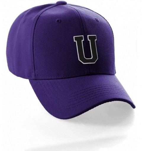 Baseball Caps Classic Baseball Hat Custom A to Z Initial Team Letter- Purple Cap White Black - Letter U - CL18NY87KO5 $13.13