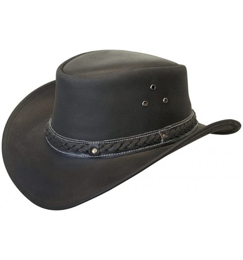 Cowboy Hats Conner Hats Down Under Leather Hat - Black - CH197TX6MGW $45.85