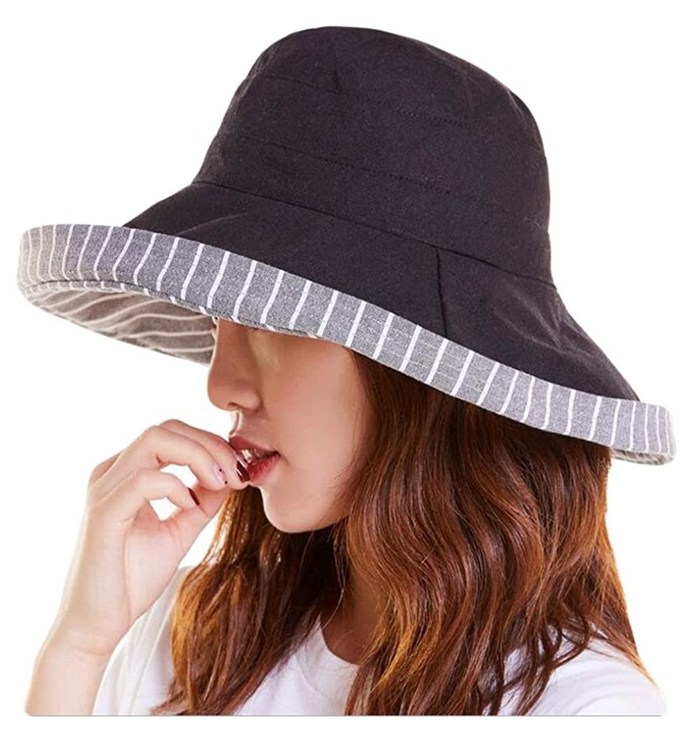 Fedoras Cotton Linen Revisible Summer Bucket Hats UPF 50+ Packable Sun Travel Hat - D - C618GAZEG49 $10.16