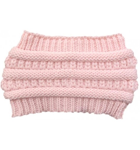 Skullies & Beanies Women Fashion Outdoor Solid Splice Hats Crochet Knit Holey Beanie Cap Headband - Pink - CZ18A0ZNN7T $9.50