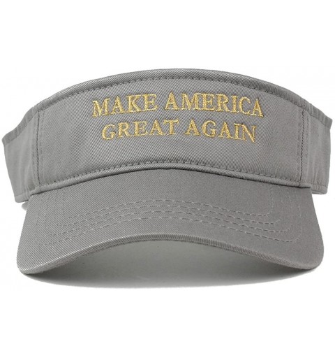 Visors Donald Trump Visor- Make America Great Again - Quality Embroidered 100% Cotton (One Size- Grey w/Metallic Gold) - CM12...