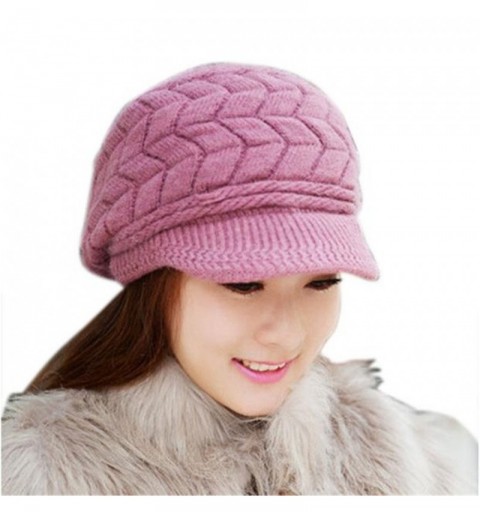 Skullies & Beanies Women Hat-Fashion Women Hats For Winter Beanies Knitted Hats Girls' Rabbit Cap (Purple) - Purple - CN12NS9...