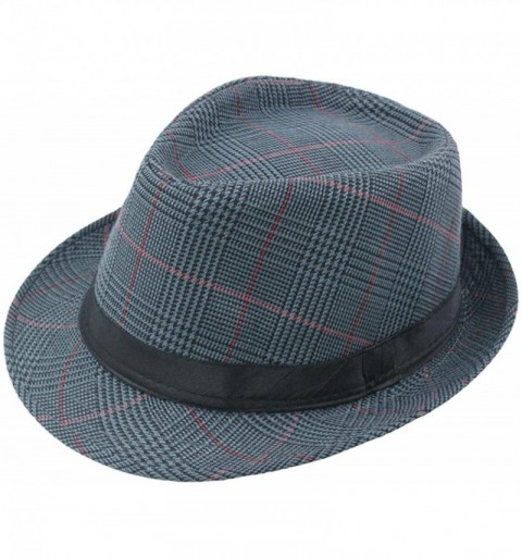 Fedoras Fedora Hats Men Vintage Plaid Gentleman Hats Jazz Caps Woolen Wide Brim Church Cap Male Outdoor Sun Hat - Khaki - CG1...