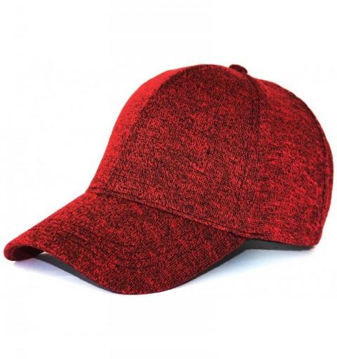 Baseball Caps Unisex Knitted Textured Baseball Cap Soft Adjustable Solid Dad Hat for Women Men - Burgundy - CP12O0IT7HM $13.61