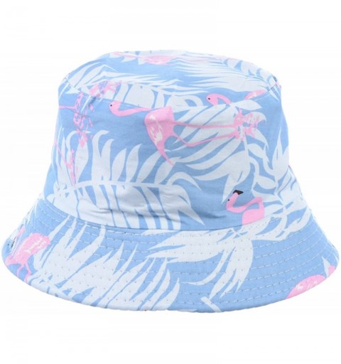 Bucket Hats Packable Reversible Black Printed Fisherman Bucket Sun Hat- Many Patterns - Flamingo Pastel Blue - CK18EE0EGZG $2...