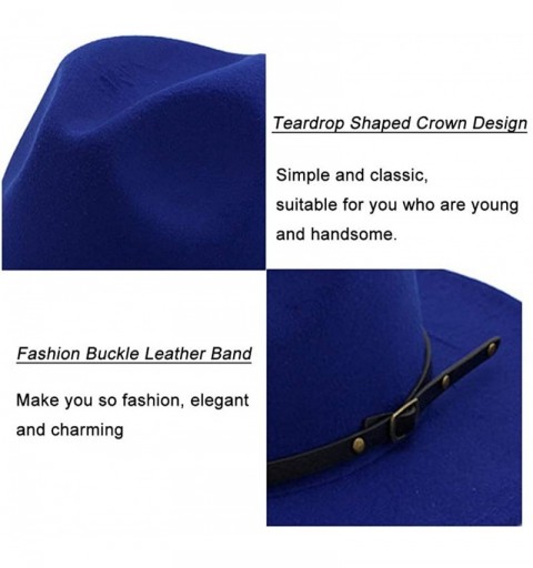 Fedoras Women Belt Buckle Fedora Hat - Royal-blue - CK182ONCWU0 $13.99