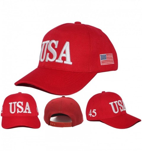 Baseball Caps Keep America Great 2020- with 45th President Donald Trump USA Cap/Hat and USA Flag - Red - C818RER7ROZ $11.35