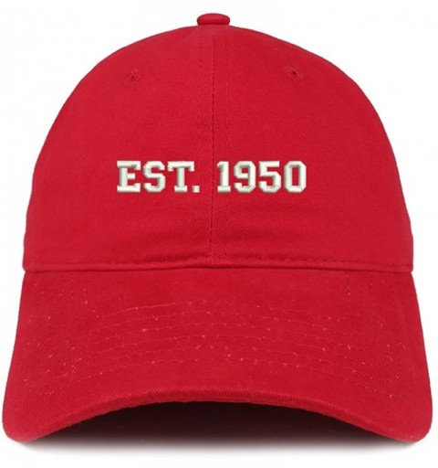 Baseball Caps EST 1950 Embroidered - 70th Birthday Gift Soft Cotton Baseball Cap - Red - CM182XMSLOK $37.99