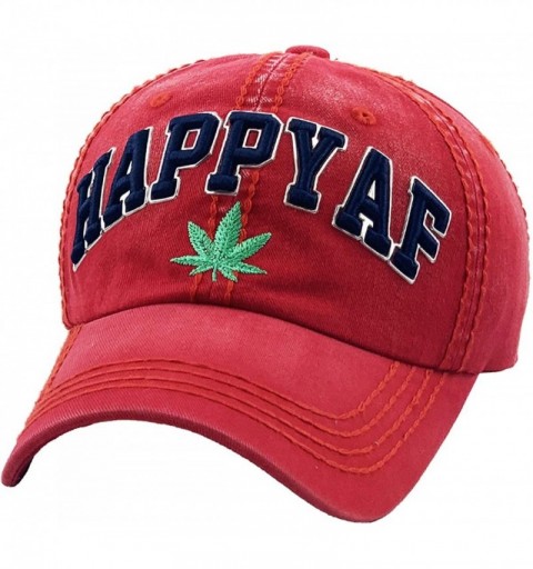 Baseball Caps Weed Marijuana Leaf Collection Dad Hat Baseball Cap Polo Style Adjustable - (5.2) Happy Af Red - CI1924ZG57H $1...