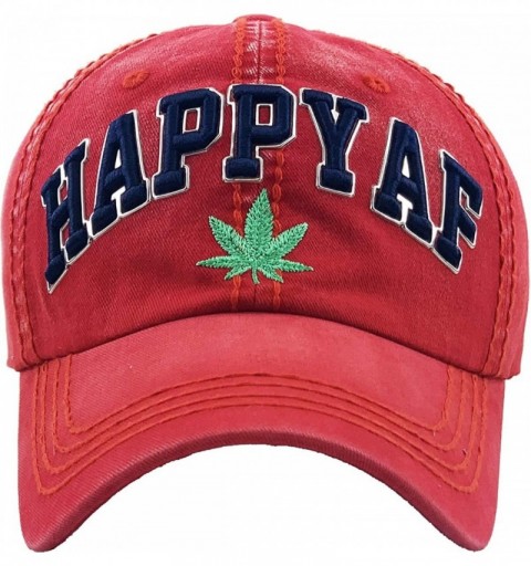 Baseball Caps Weed Marijuana Leaf Collection Dad Hat Baseball Cap Polo Style Adjustable - (5.2) Happy Af Red - CI1924ZG57H $1...