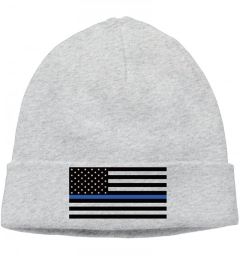 Skullies & Beanies Men/Women Support The Police Thin Blue Line American Flag Hedging Hat Wool Beanies Cap - Ash - C012JW1E4XN...