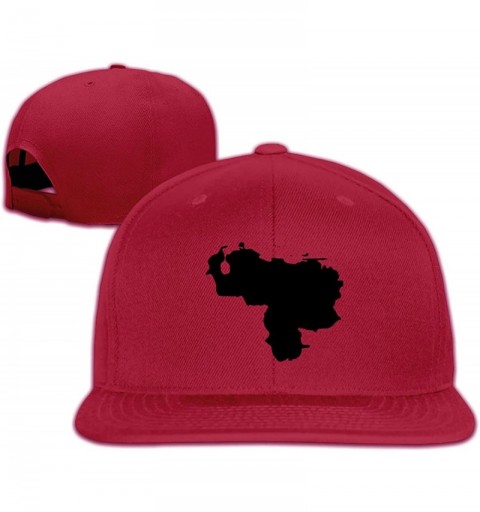 Baseball Caps Venezuela Map Snapback Hat Adjustable Solid Flat Bill Baseball Caps Mens - Dark Red - CP196XR5LQ7 $16.50
