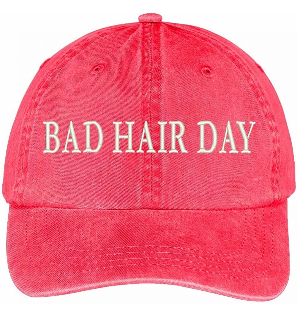 Baseball Caps Bad Hair Day Embroidered Pigment Dyed Low Profile Cap - Red - CI12GZC1SSB $16.46