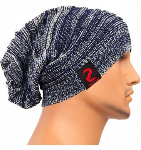 Skullies & Beanies Unisex Adult Winter Warm Slouch Beanie Long Baggy Skull Cap Stretchy Knit Hat Oversized - Blue - CA1291E8F...