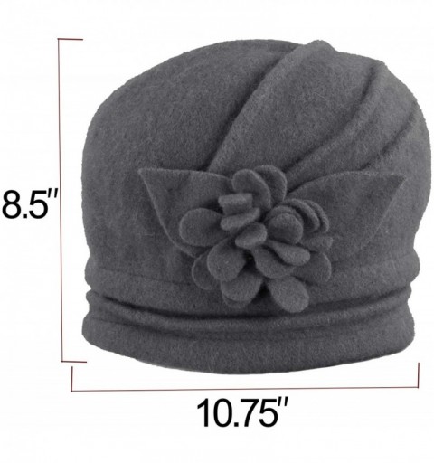 Bucket Hats Women's Elegant Flower Wool Cloche Bucket Slouch Hat - Black - C211Q6GMWYL $29.69