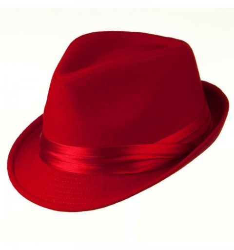 Fedoras Fedora with Pleated Satin Band - Red W18S44D - CX11BKA22UL $19.79