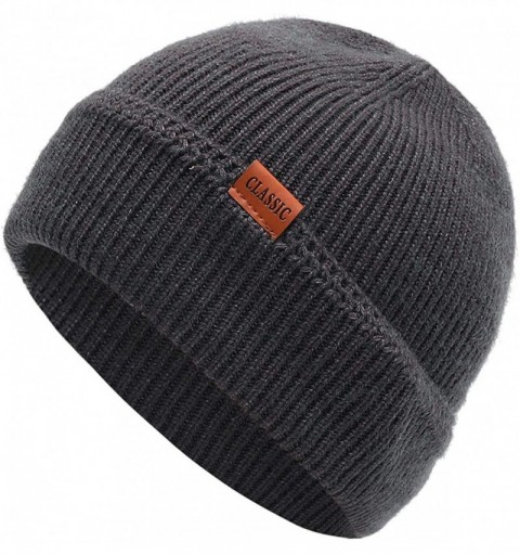 Skullies & Beanies Winter Fleece Beanie Hats for Men Outdoor Stretchy Knit Ski Caps - Dark Grey - CS18Z7A8LSL $8.71