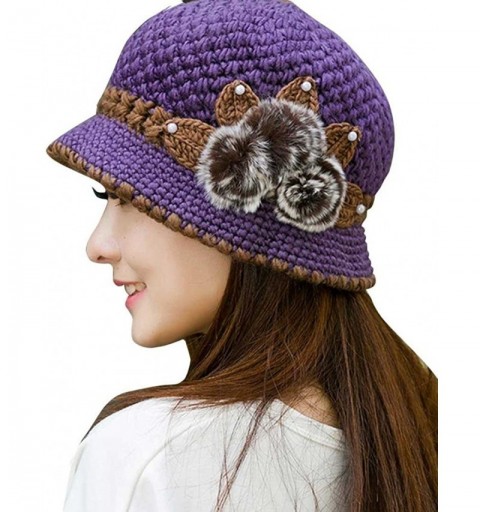 Skullies & Beanies Clearance Women Knit Ladies Fashion Winter Warm Hats Crochet Knitted Flowers Decorated Ears Casual Hedging...