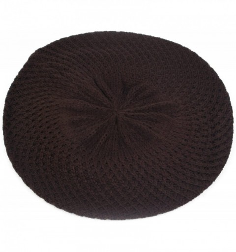 Berets Women's Fashion Knitted Beret Net Style Crochet - Brown - CA1107EQXA1 $18.74