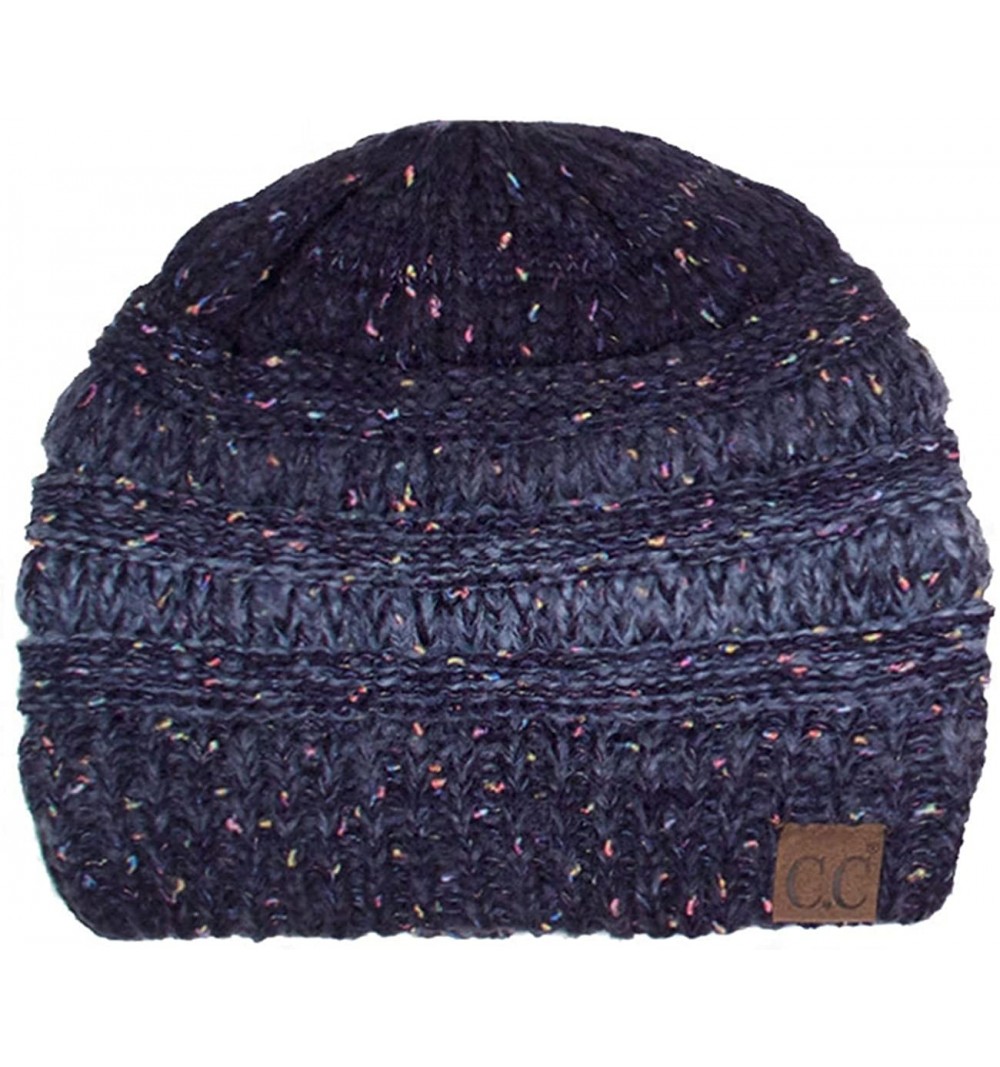 Skullies & Beanies Women's Trendy Four Tone Multi Color Ribbed Cable Knit Beanie - Navy - C812K7GTEYV $10.50
