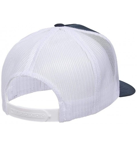 Baseball Caps Yupoong 6006 Flatbill Trucker Mesh Snapback Hat with NoSweat Hat Liner - Navy/White - CA18O88672W $14.39