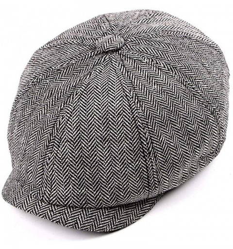 Newsboy Caps Men's Cotton-Newsboy Hats Striped Vintage-Gatsby Octagonal-Driving Hunting Beret - White - CT18KANM9QG $10.08