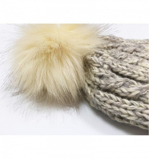 Skullies & Beanies Women Winter Beanie Hats Faux Fur Pom Pom Beanie Hat - Khaki - C618X7ALHUM $15.20