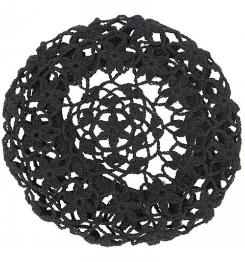 Berets Women's Light Beret Crochet Knitted Style for Spring Summer Fall Black - CO11AS00MRT $7.79