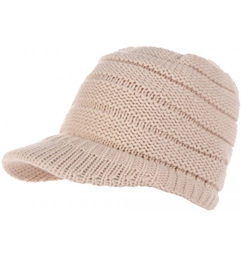 Skullies & Beanies Fashion Knitted Hat Ponytail - Beige - CD18HT38EIQ $14.36