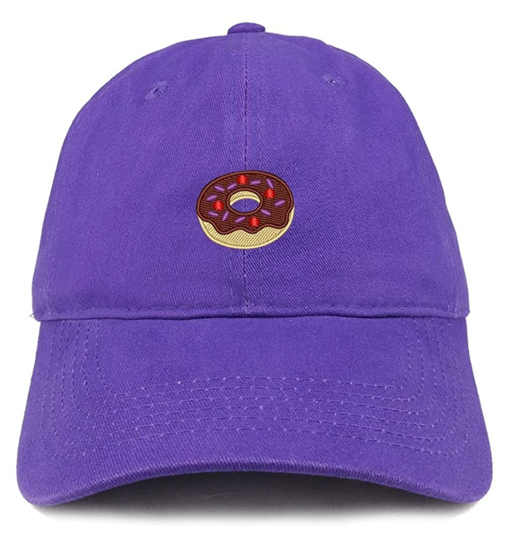 Baseball Caps Donut Embroidered Soft Crown 100% Brushed Cotton Cap - Purple - CI18SSEXNLL $21.74
