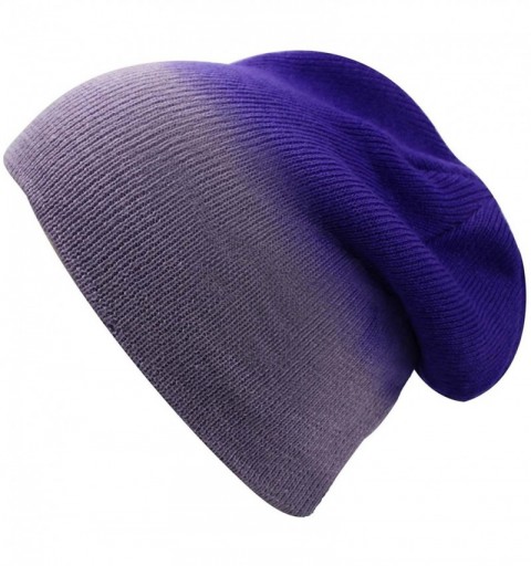 Skullies & Beanies Ombre Gradient Beanie Skull Cap Hat - Purple - CW12CM4I5FZ $16.31