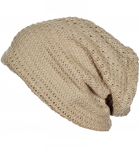 Skullies & Beanies Mens Slouchy Long Oversized Beanie Knit Cap for Summer Winter B08 - Beige - CT12H0WK1NN $11.40