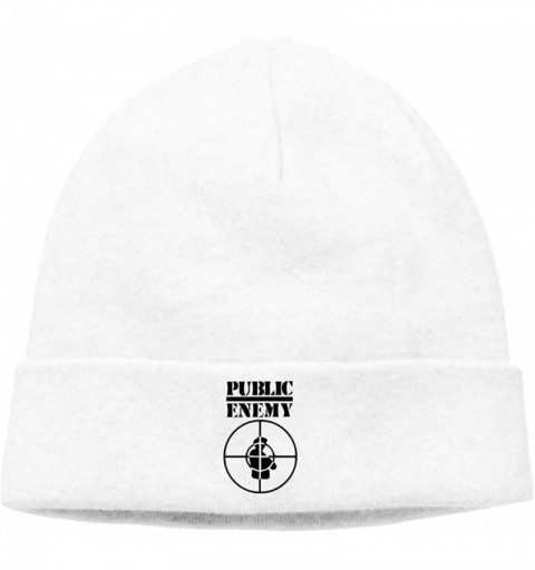 Skullies & Beanies Mens & Womens Public Enemy Skull Beanie Hats Winter Knitted Caps Soft Warm Ski Hat Gray - White - CU18KZZ9...