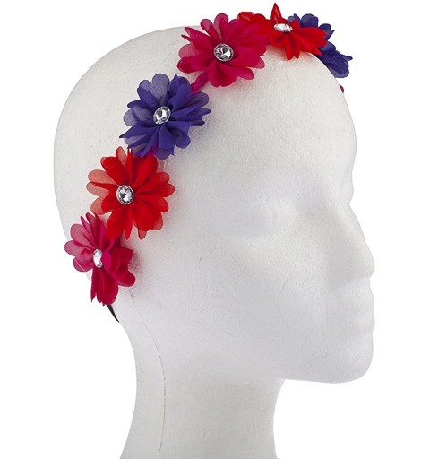 Headbands Burgundy Violet Crystal Stone Floral Elastic Headwrap Headband - Purple- Red- Burgundy - CY12N8SD4UK $9.84