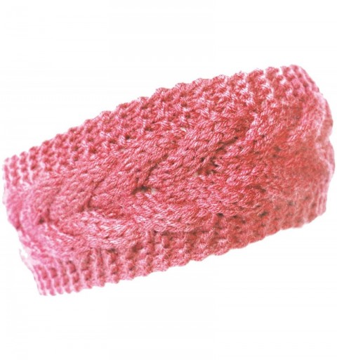 Cold Weather Headbands Plain Braided Winter Knit Headband - Salmon - CS17YSKG646 $18.40