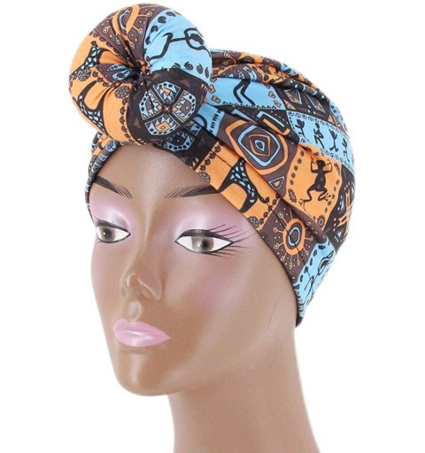 Sun Hats Shiny Metallic Turban Cap Indian Pleated Headwrap Swami Hat Chemo Cap for Women - Sky Blue - CX18A4NK8ZA $9.01