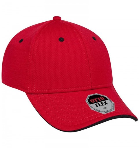 Baseball Caps Flex Stretchable Polyester Cool Mesh Flipped Edge Visor Low Profile Style Caps (S/M) (L/X) - Red/Blk - C717YEMM...