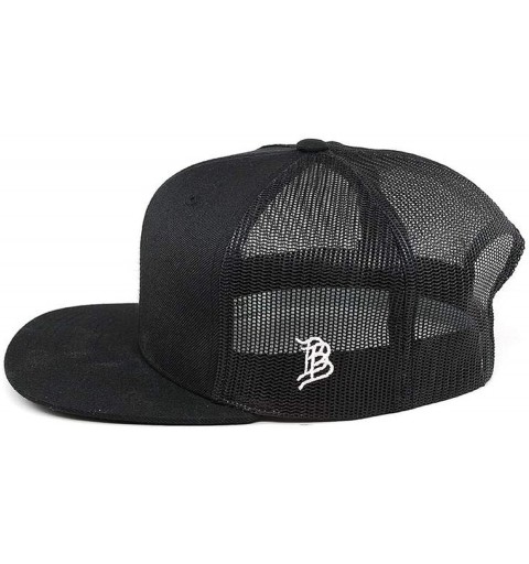 Baseball Caps USA 'Midnight Glory' Dark Leather Patch Hat Flat Trucker - One Size Fits All - Black - CV18IGOOGEI $37.38
