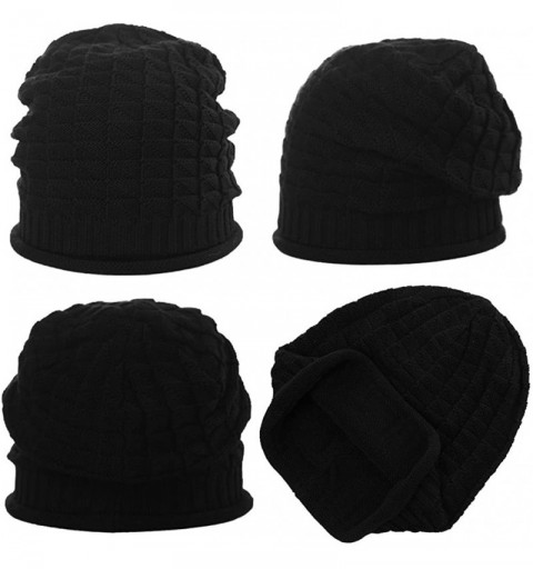 Skullies & Beanies Unisex Thick Wool Knit Baggy Slouchy Beanie Hat Watch Cap for Men Women - 89237_black1 - CE18AQ6860H $7.43