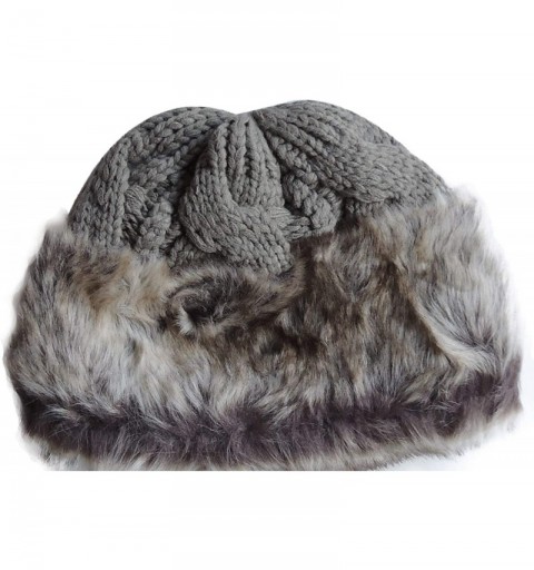 Skullies & Beanies Women's Faux Fur Brim Winter Hat- Sherpa Lined- Chunky Cable Knit- Extra Warm! - Soft Grey - CR18LEY32CN $...